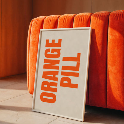 ORANGE PILL (ORANGE), SIEBDRUCK, HANDMADE